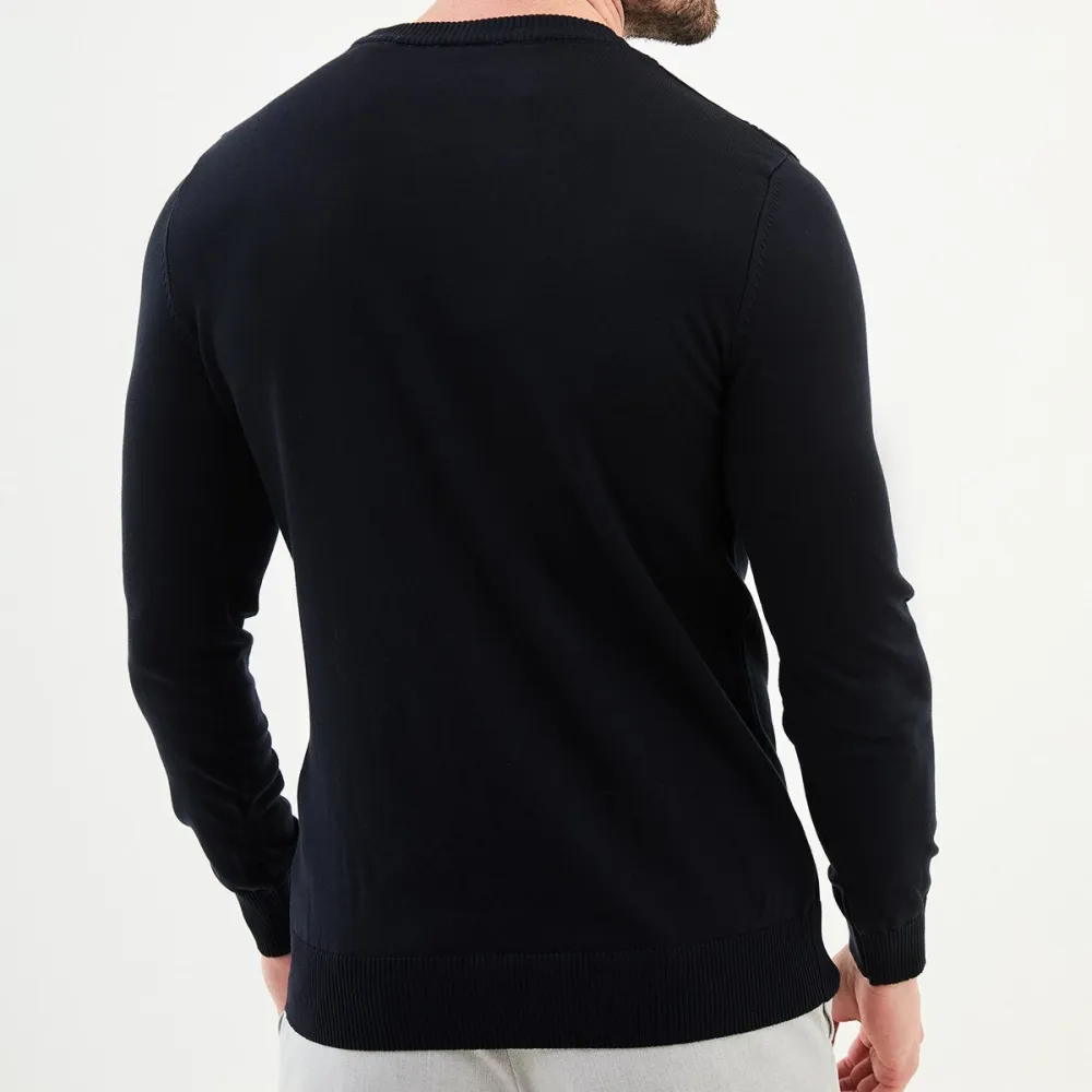 Modern Long Sleeve Slim Fit Cotton Knit Sweater