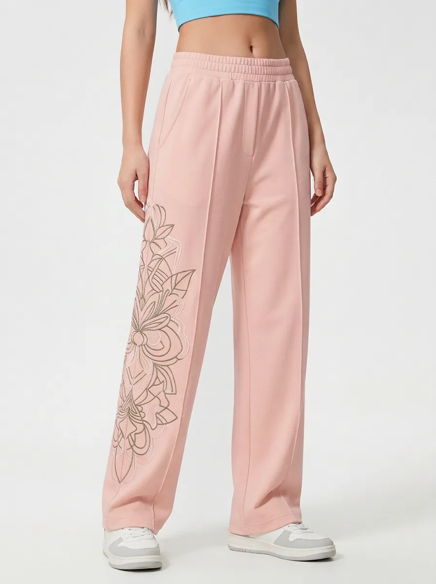 Women's Off-White Embroidered Wide-Leg Sweatpants