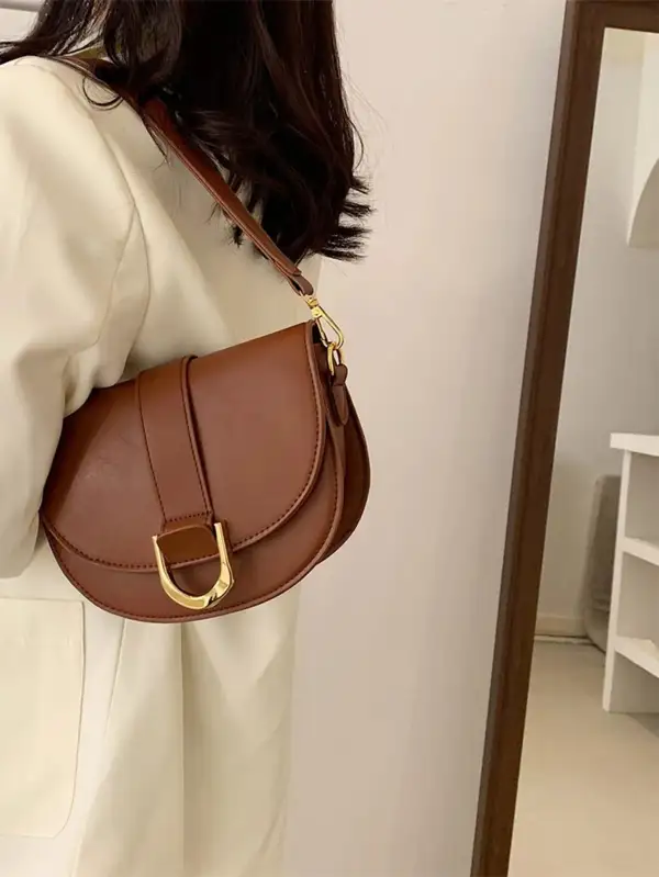 PU Leather Plaid Chain Shoulder Bag
