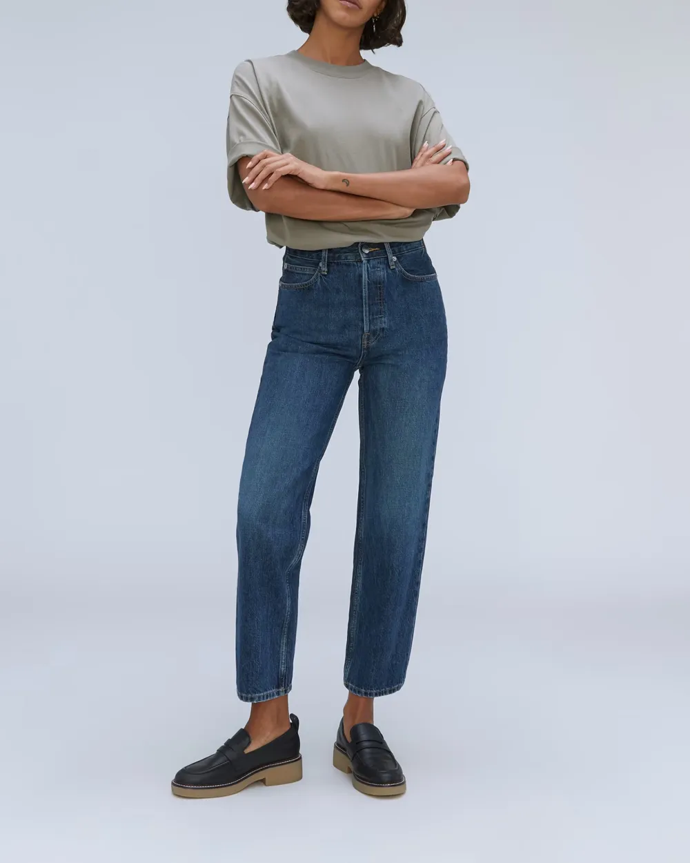 Washed High-Waisted Jeans