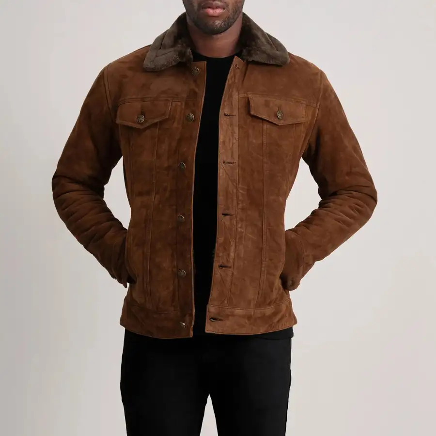 Men's Suede Shearling Trucker Jacket