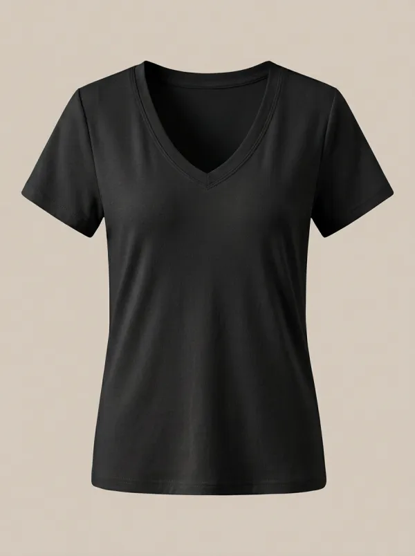 Women's Set-In-Sleeve V-Neck T-Shirt