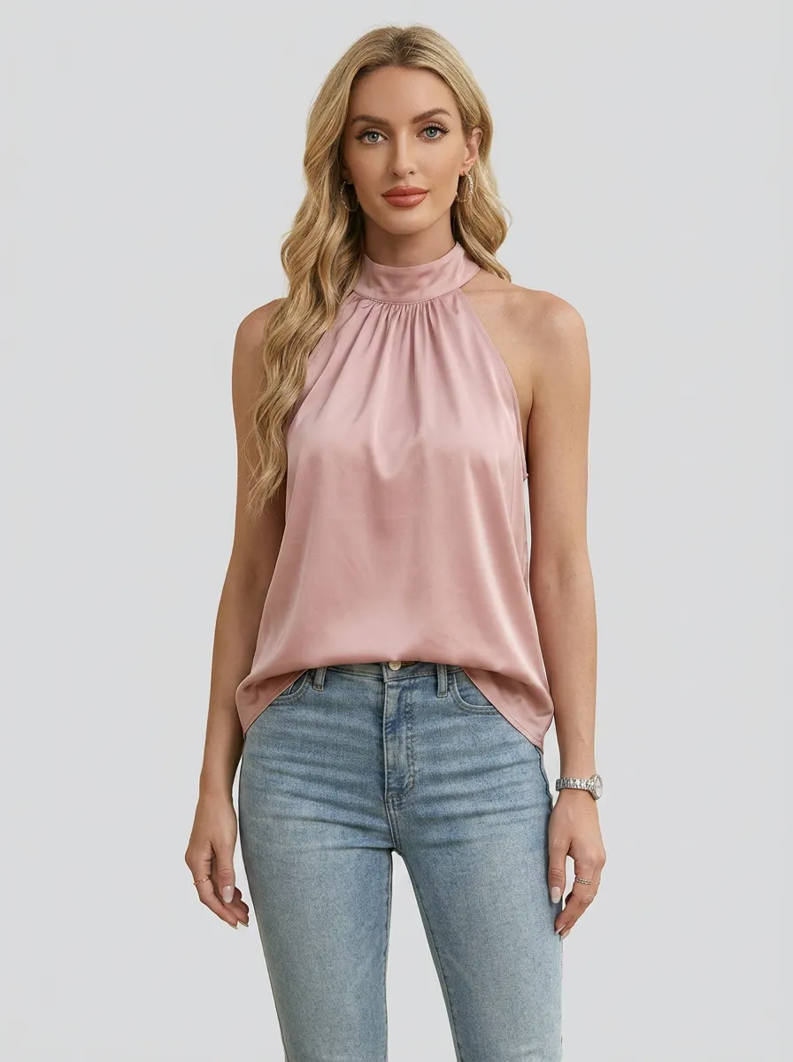 Sleeveless Halter Neck Top