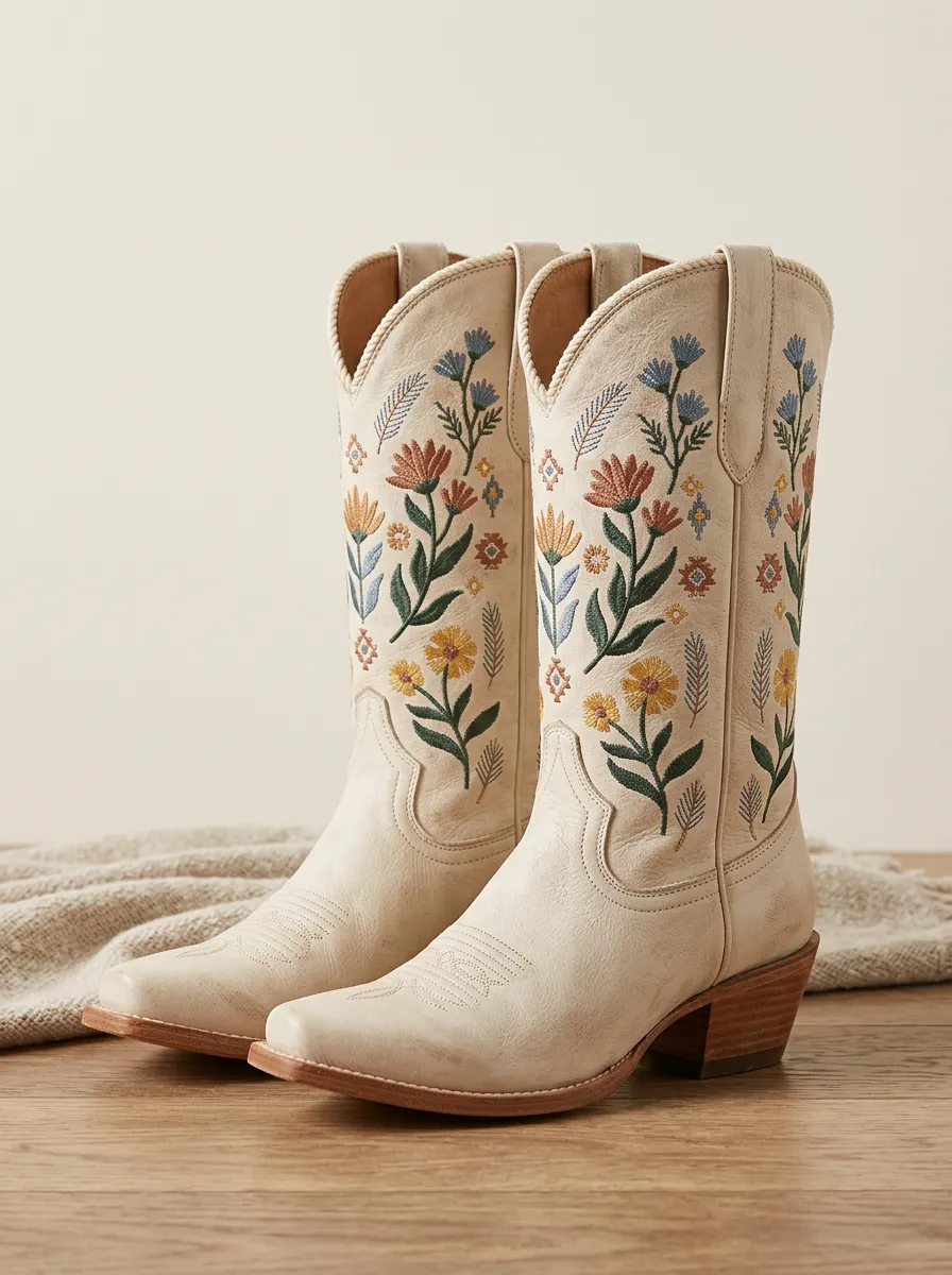 Country Embroidered Floral Distinctive Western Boots