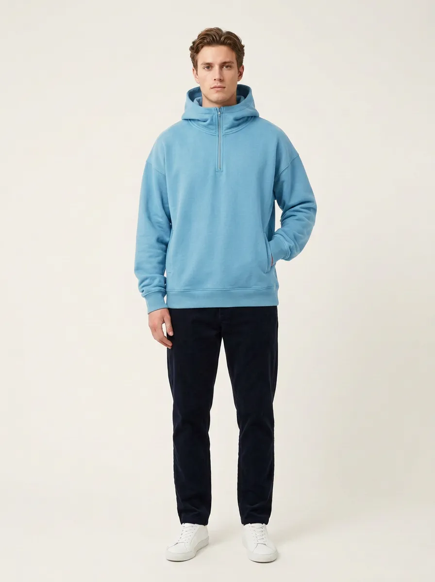 Unisex Quarter Zip Easy Layer Leisure Hoodie
