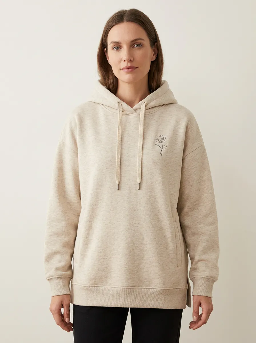 Women's Modern Floral Line Art Floral Line Art Casual Hoodie