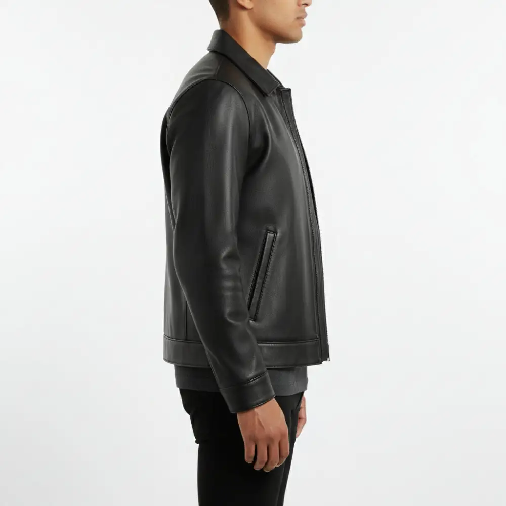 Rugged Leather Biker Bomber Motorcycle Jacket