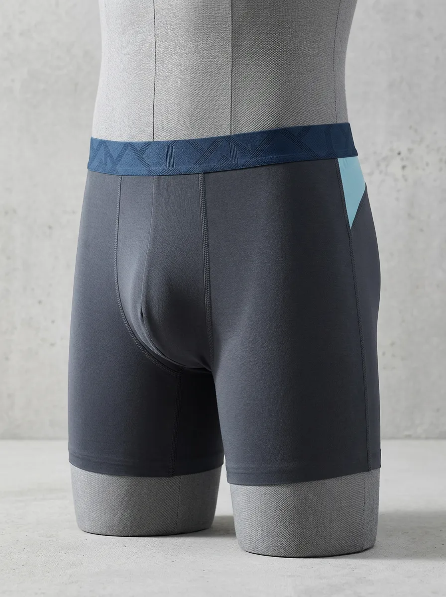 Men's Athletic Performance Contrast Waistband Printed Boxer Briefs