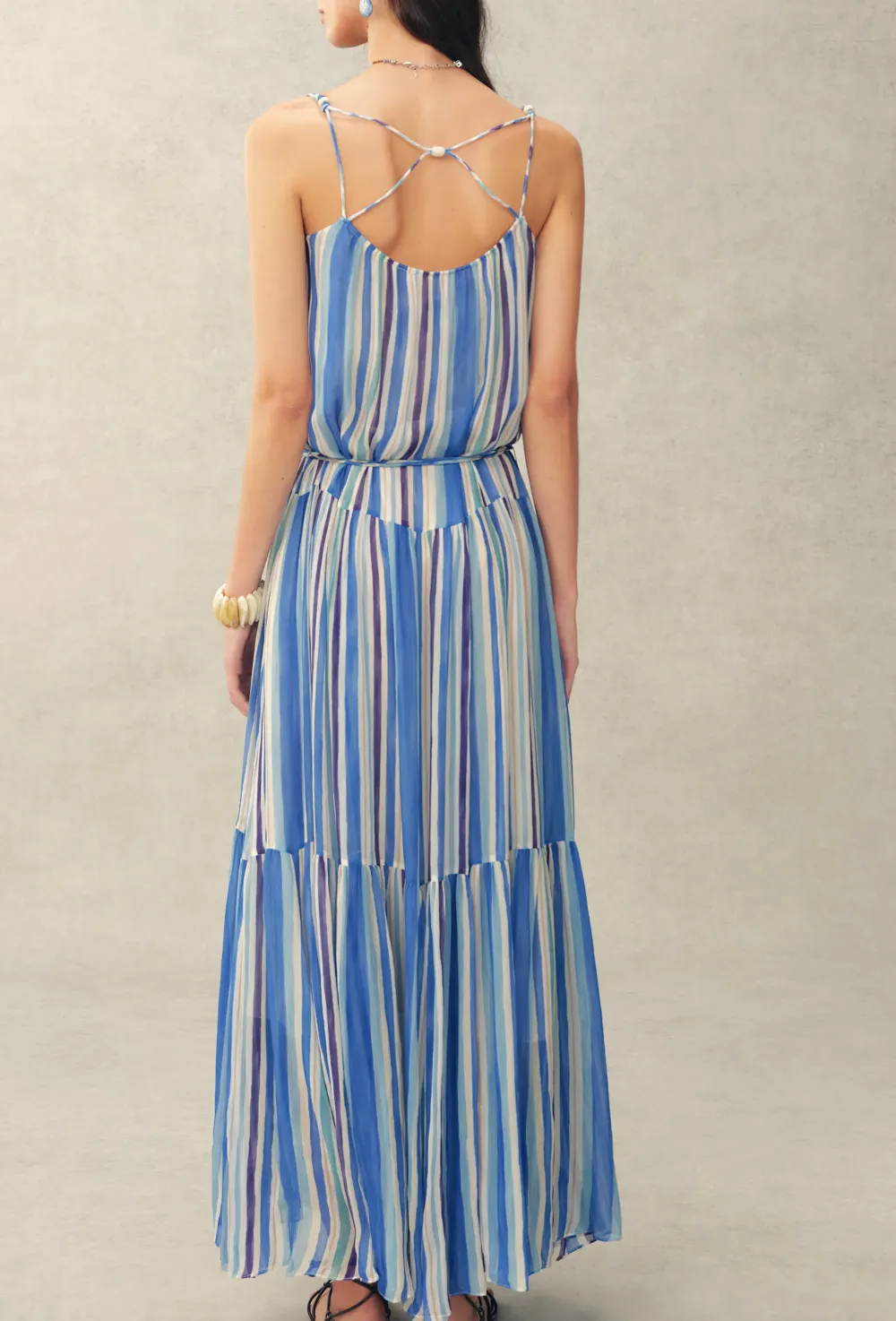 Striped Georgette Maxi Dress