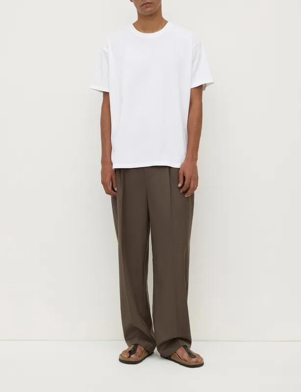 Brown Marled Tailored Pleated Pants