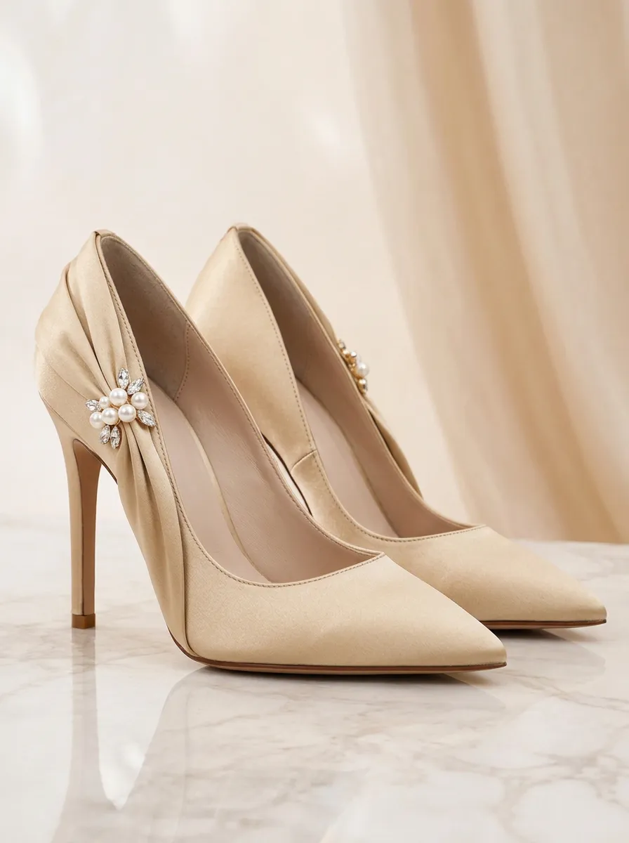 Pearl Floral Women's Formal High Heels