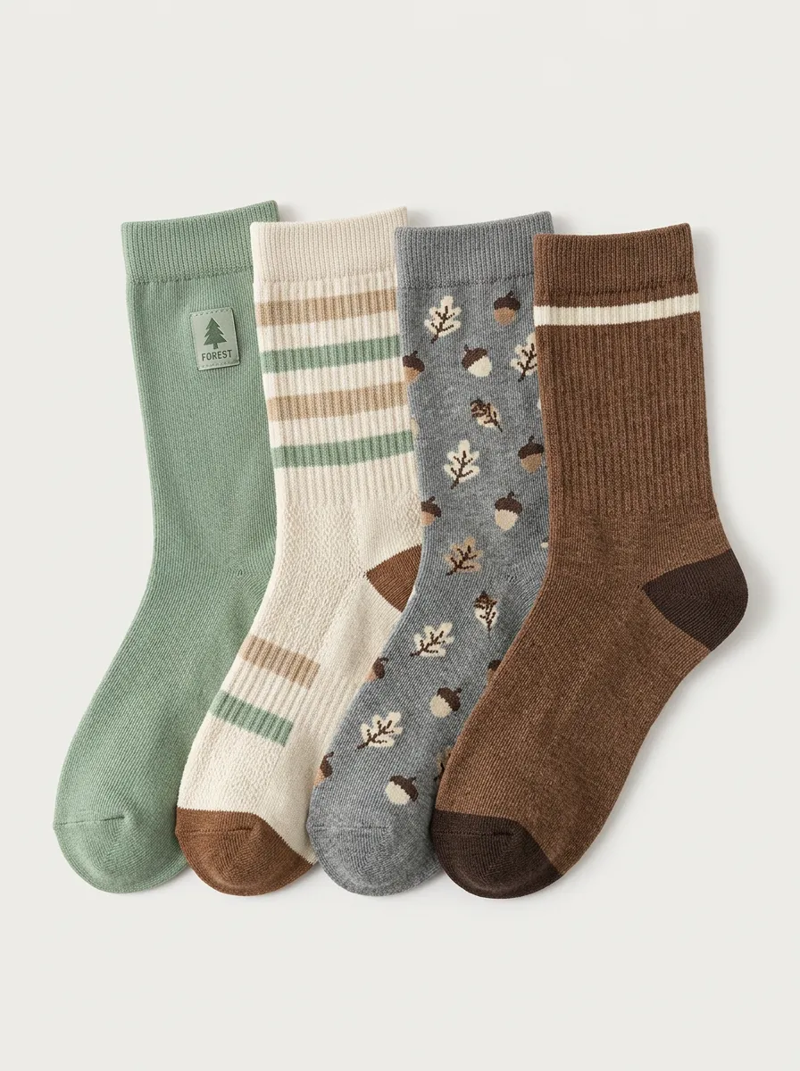 Forest Nature Men's Four-Pair Long Socks