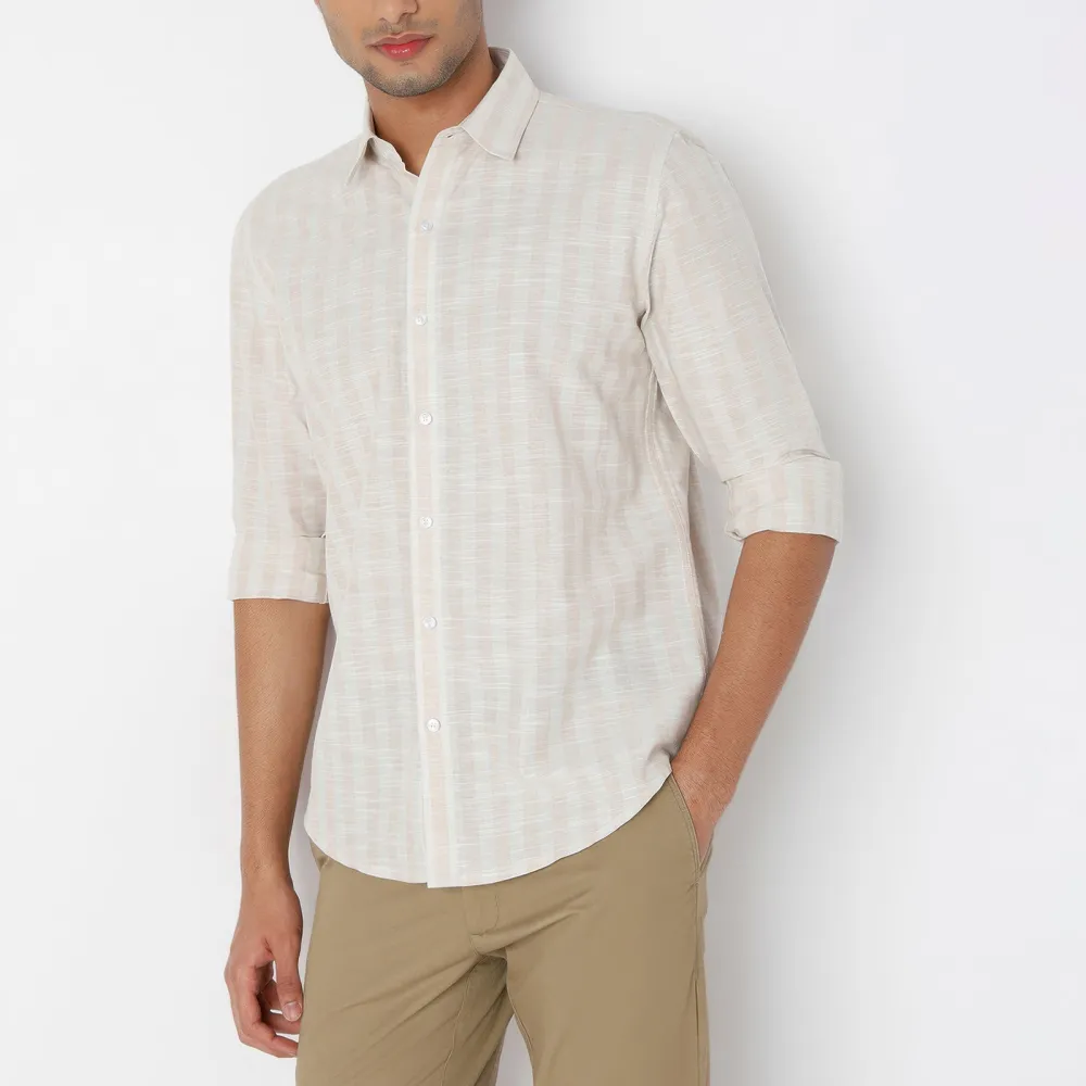 Everyday Striped Slim Fit Linen Men's Formal Shirt