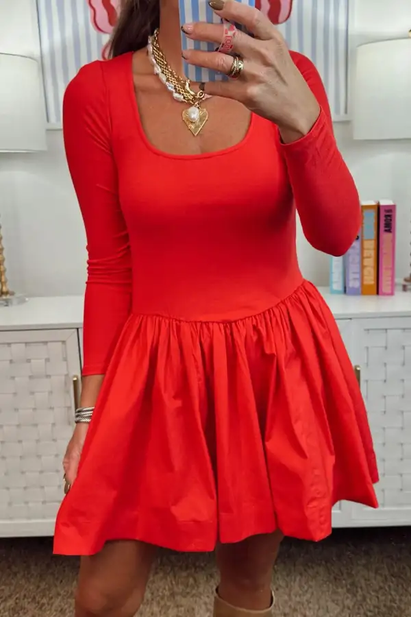 Women's Long Sleeve Fit And Flare Mini Dress
