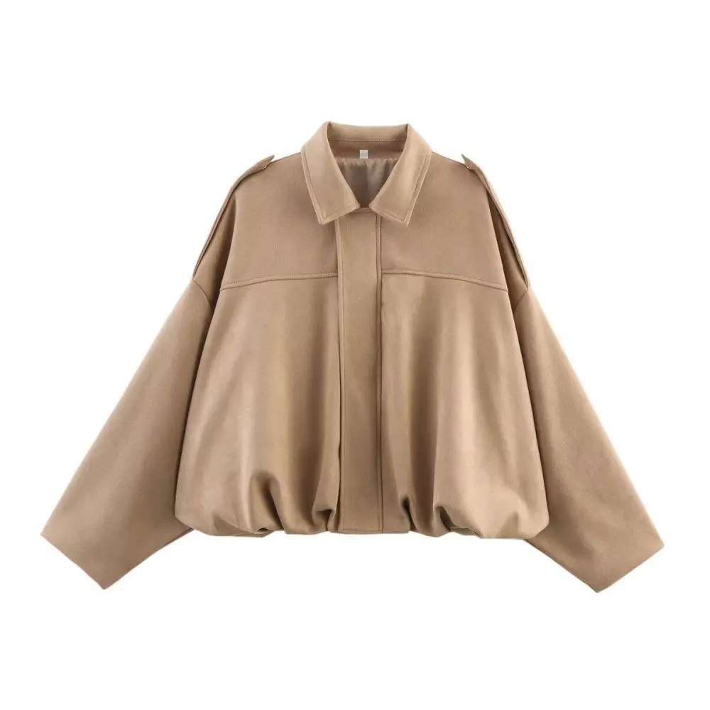 Relaxed Suede Fleece Casual Outerwear Jacket