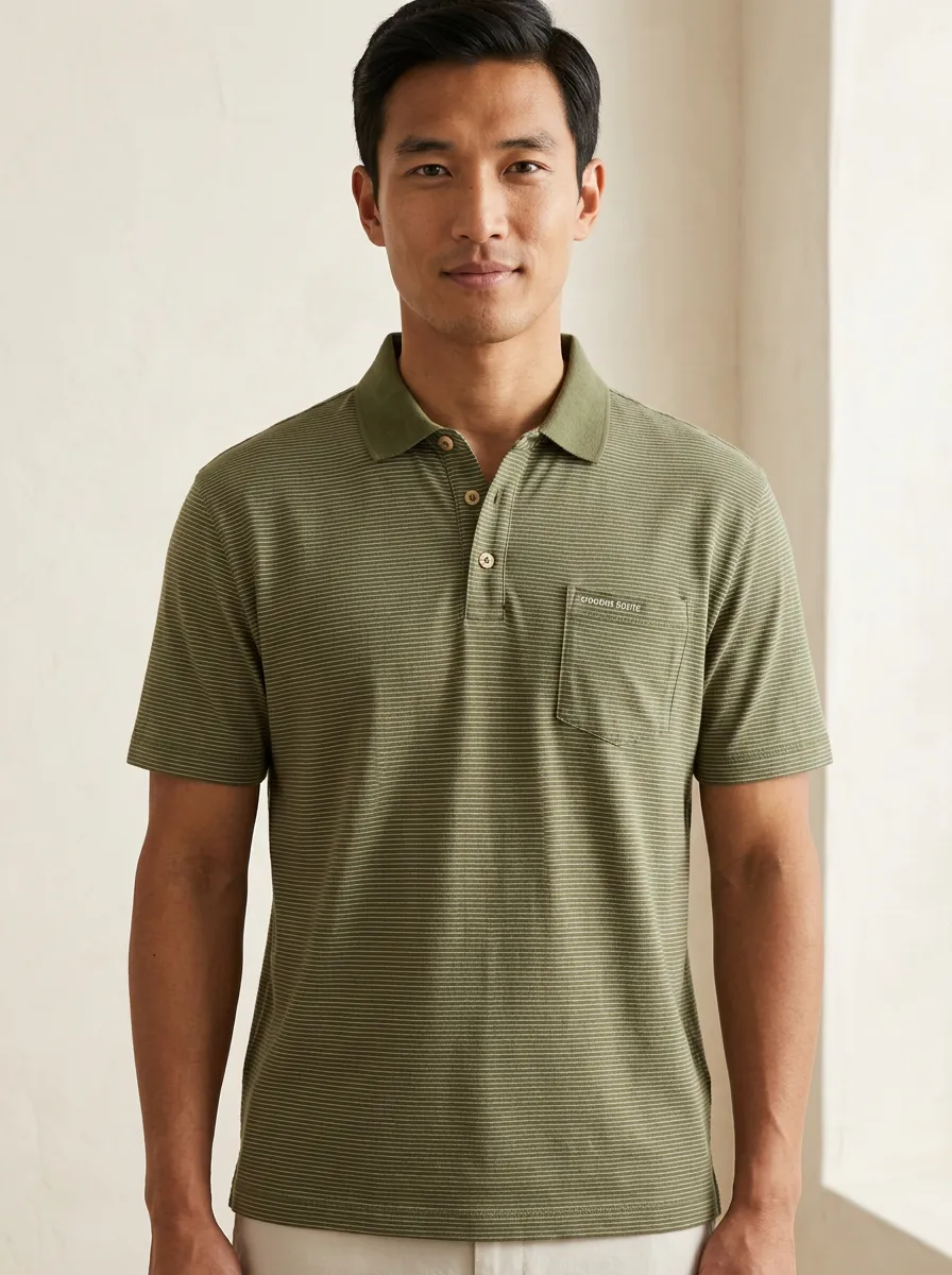 Striped Pocket-Detail Men's Polo Shirt
