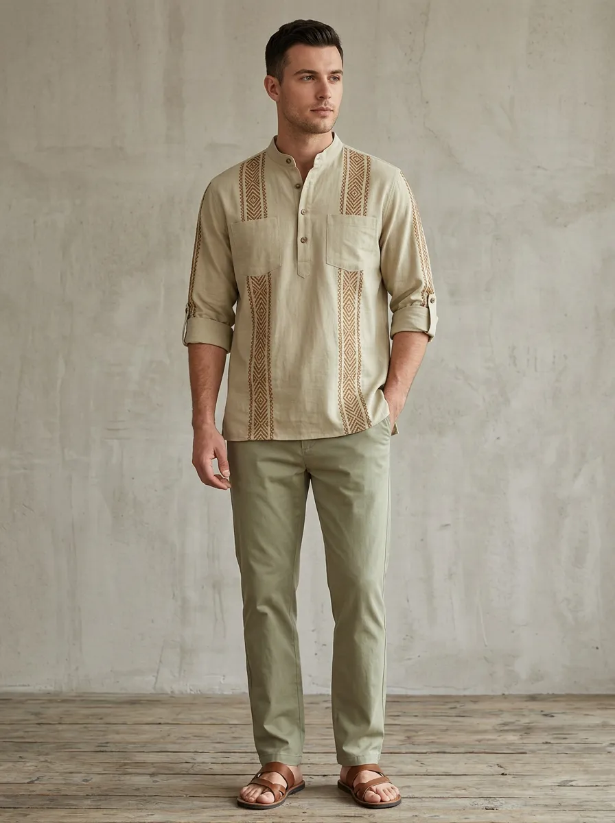 Men's Geometric Folk Printed Shirt
