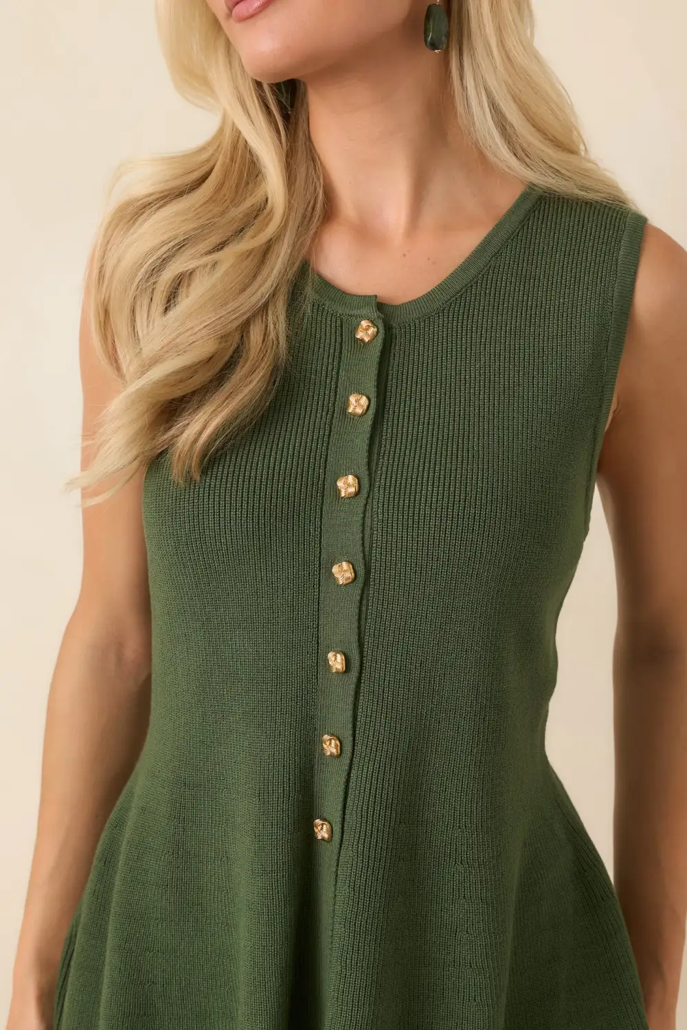 Peplum Sleeveless Denim Knit Top