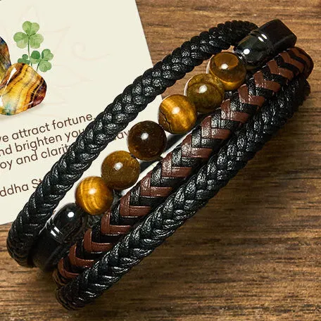 Tiger Eye Leather Bracelet