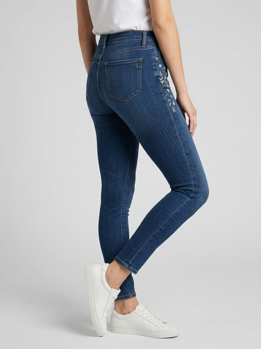 Women's Hudson Floral Nature Embroidered Graphic Slim Jeans