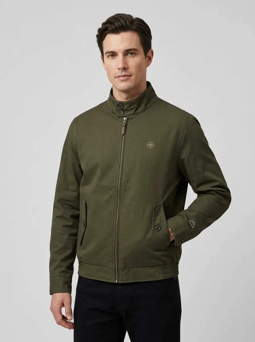 Men's Outdoor Adventure Compass Embroidered Zip-up Jacket