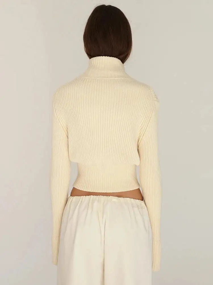 Long Sleeve Knit Crop Zip Cardigan