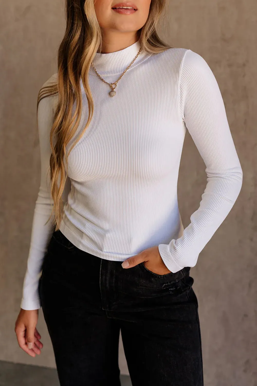 Ribbed Mock Neck T-Shirt