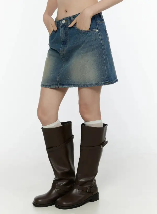 Vintage A-Line Denim Mini Skirt
