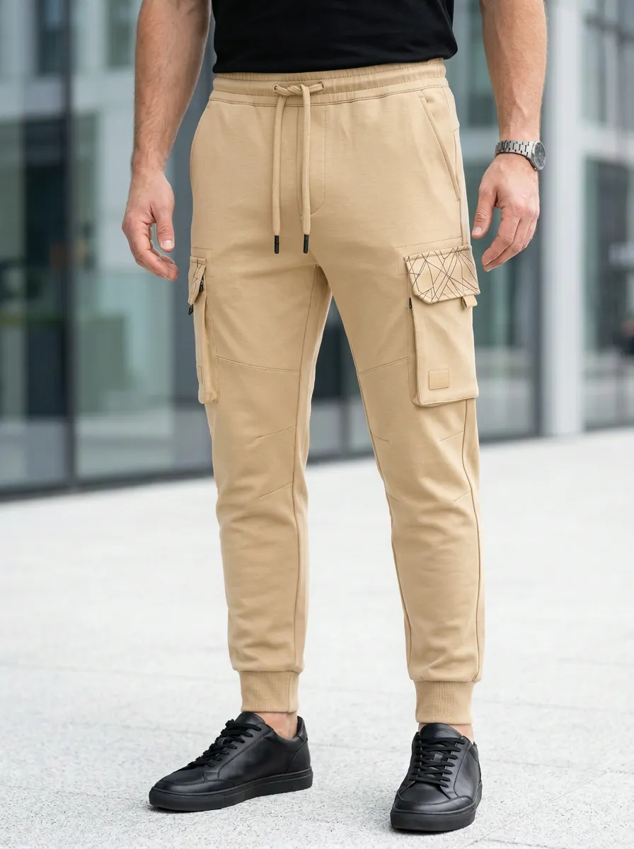 Easy-Wear Geometric Graphic Print Casual Look Men's Cargo Jogger Pants