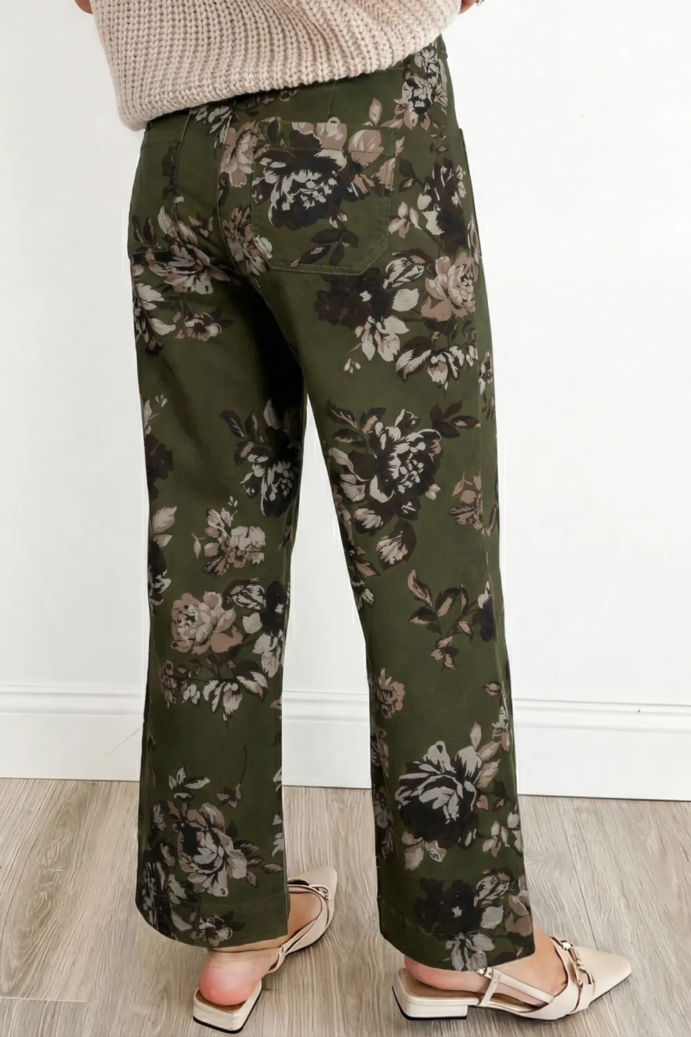Green Floral Patch Pocket Jeans