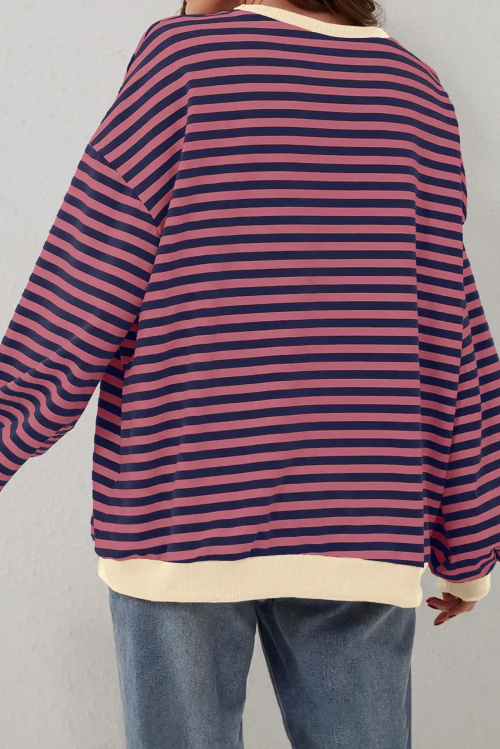 Casual Oversized Contrast Trim Sweatshirt