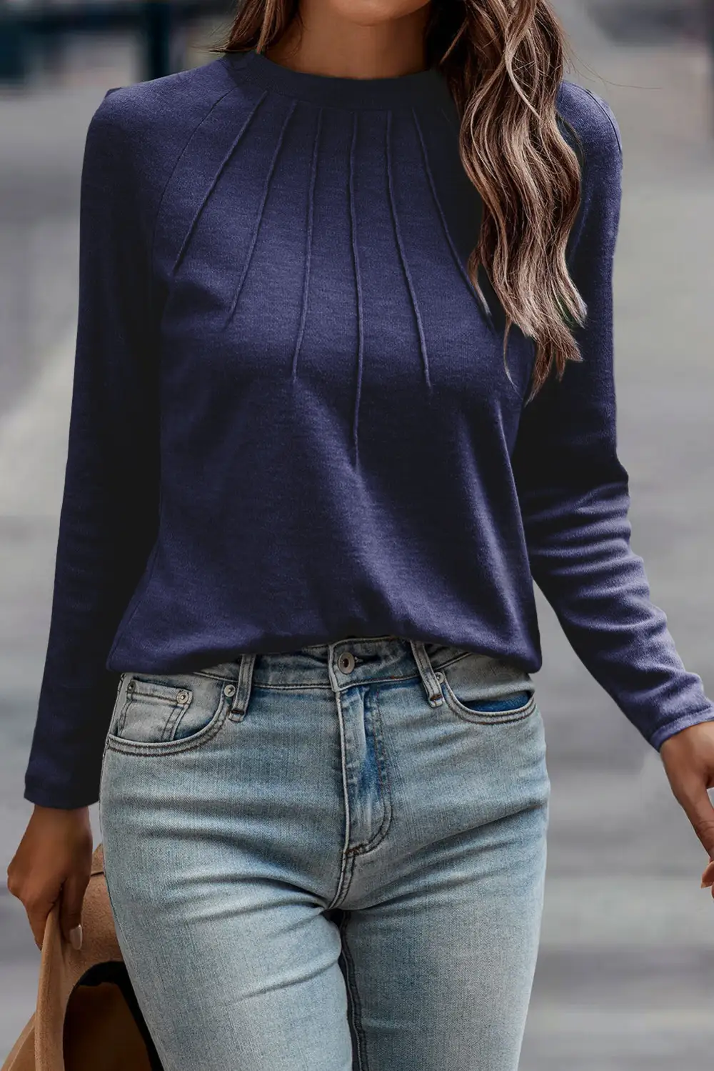 Women's Solid Long Sleeve Raglan Sleeve Top