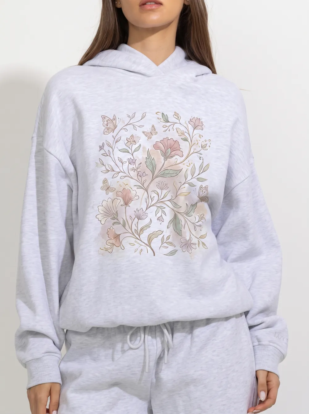 Women's Botanical Nature Lover Floral Butterfly Printed Hoodie