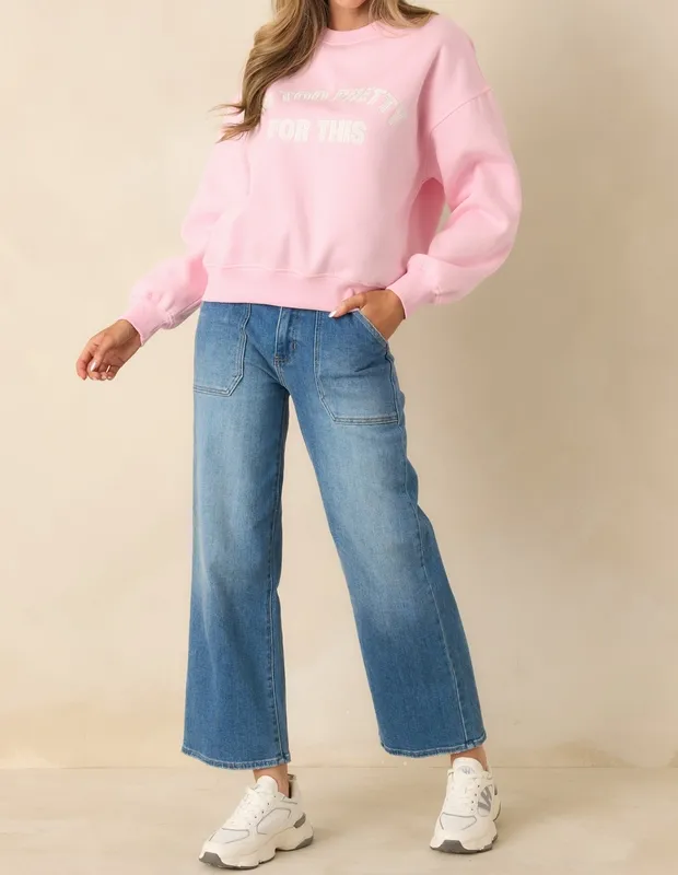 Pink Graphic Crewneck Sweatshirt