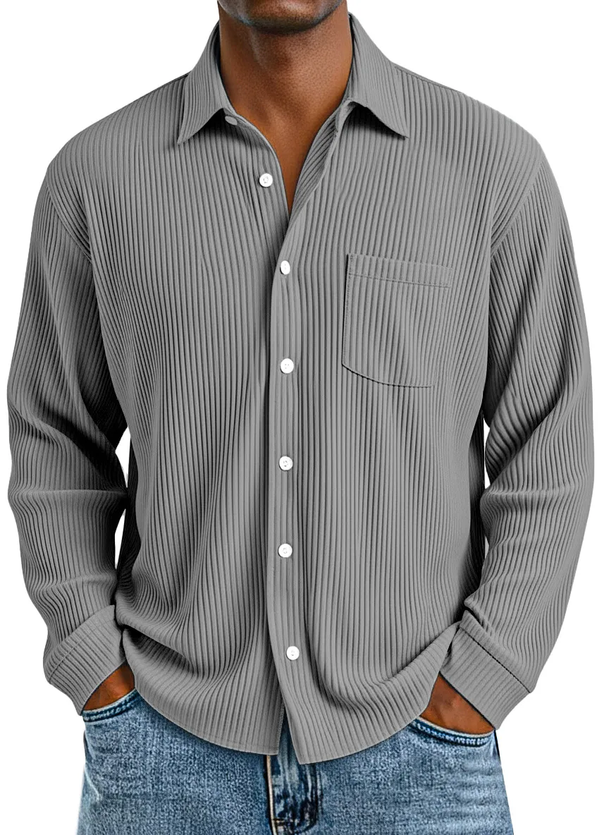 Layered Long Sleeve Open Collar Shirt