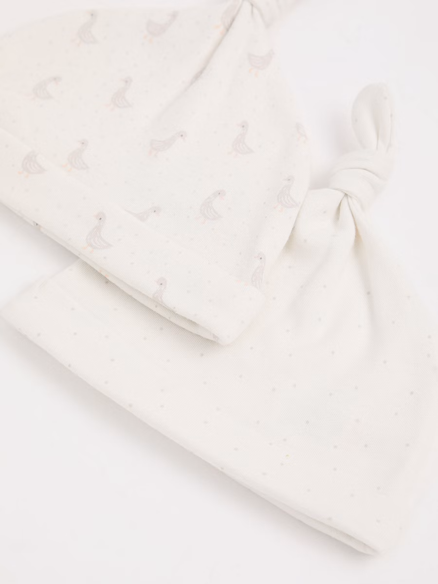 Cream Duck Newborn Hats and Mittens 2 Pack detail 1