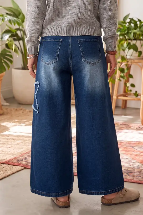 Women's Star Decorated Wide Leg Jeans