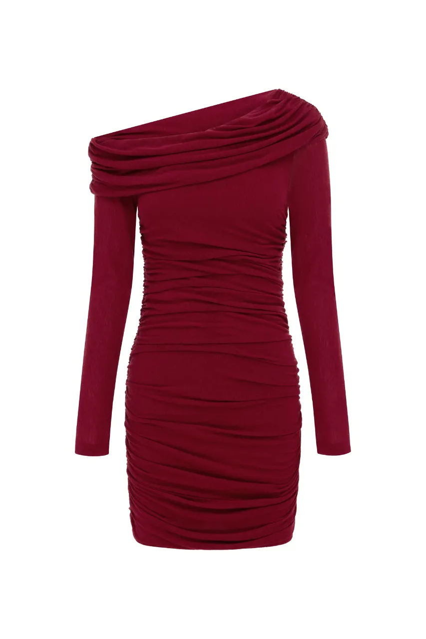One Shoulder Ruched Mini Dress