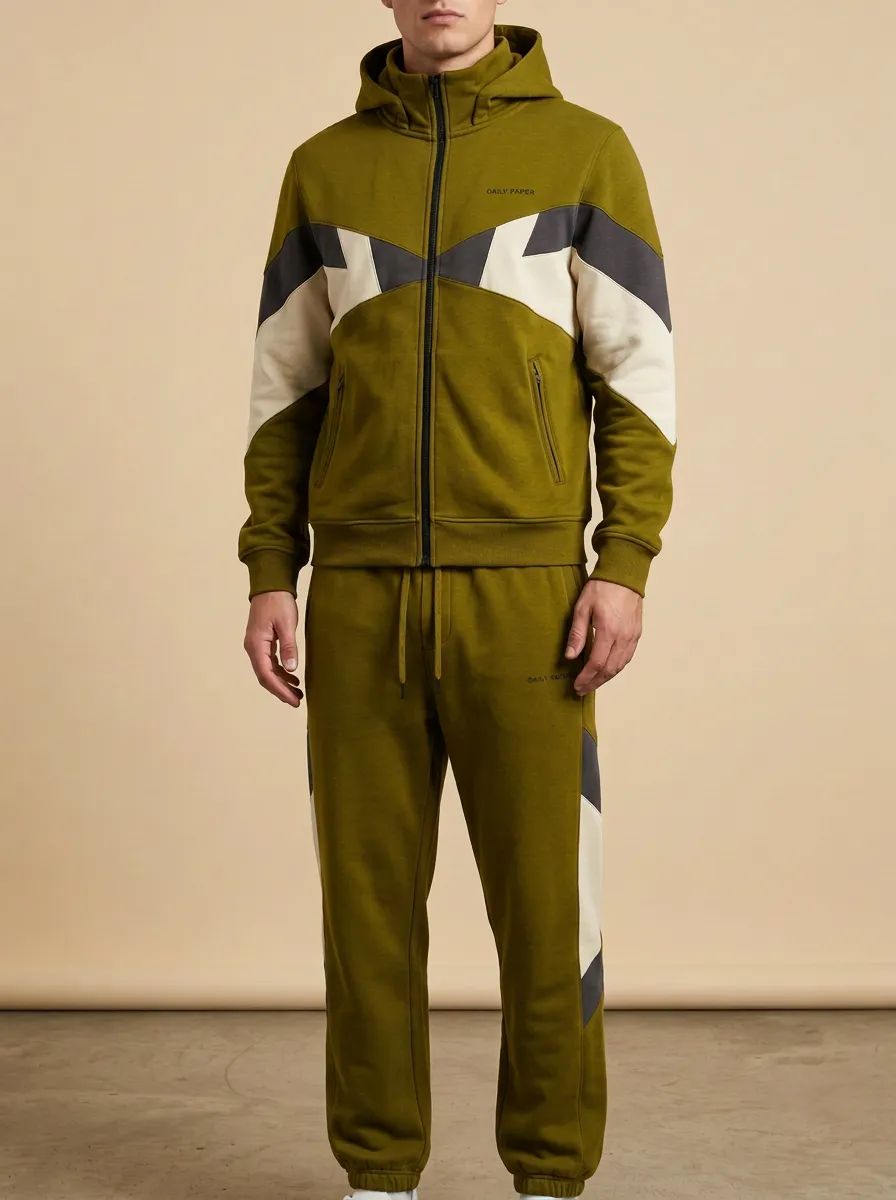 Men's Classic Colorblock Geometric Pattern Print Jogger Set