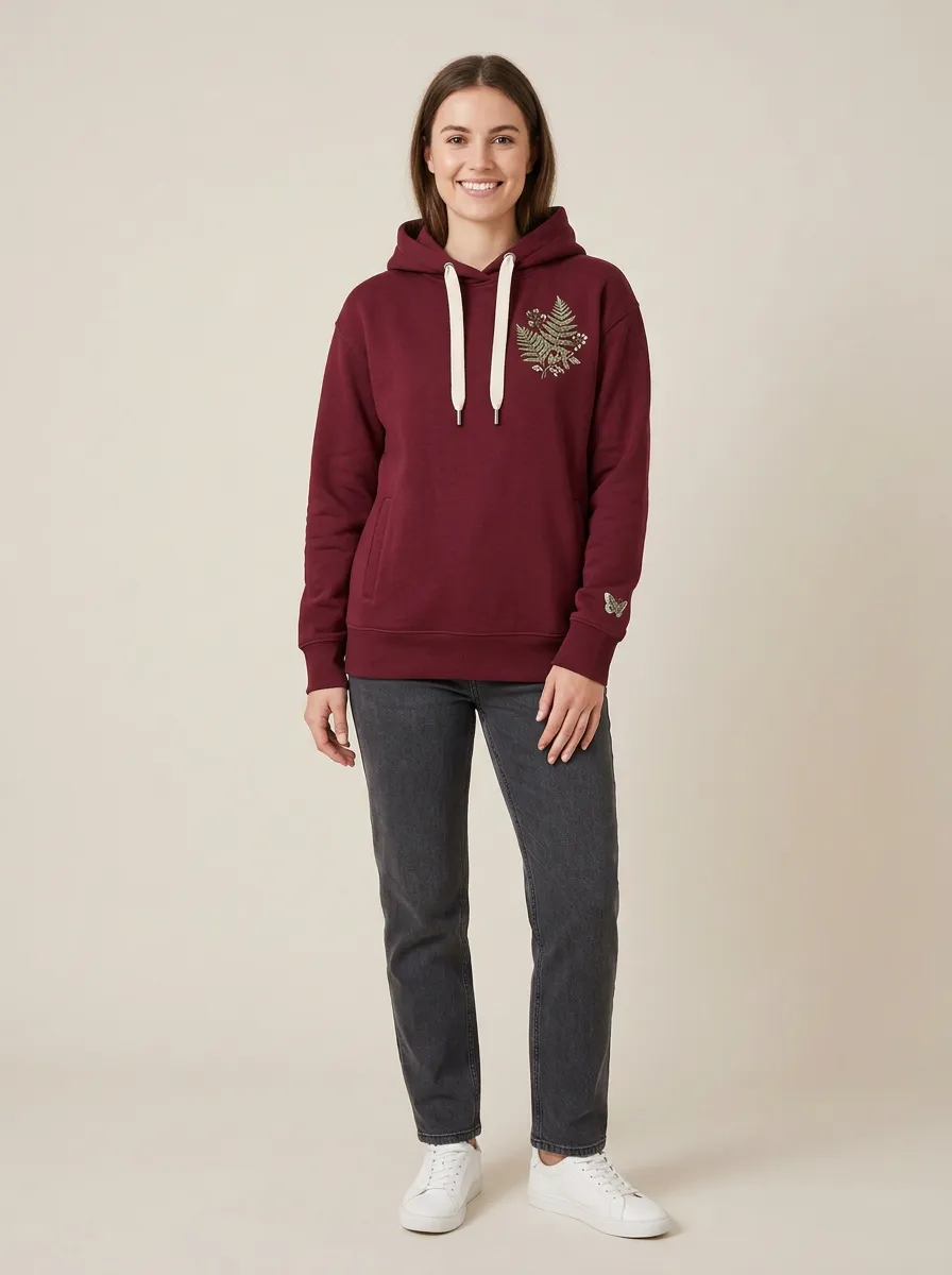 Women's Butterfly Fern Leaf Graphic Nature Daily Layer Hoodie