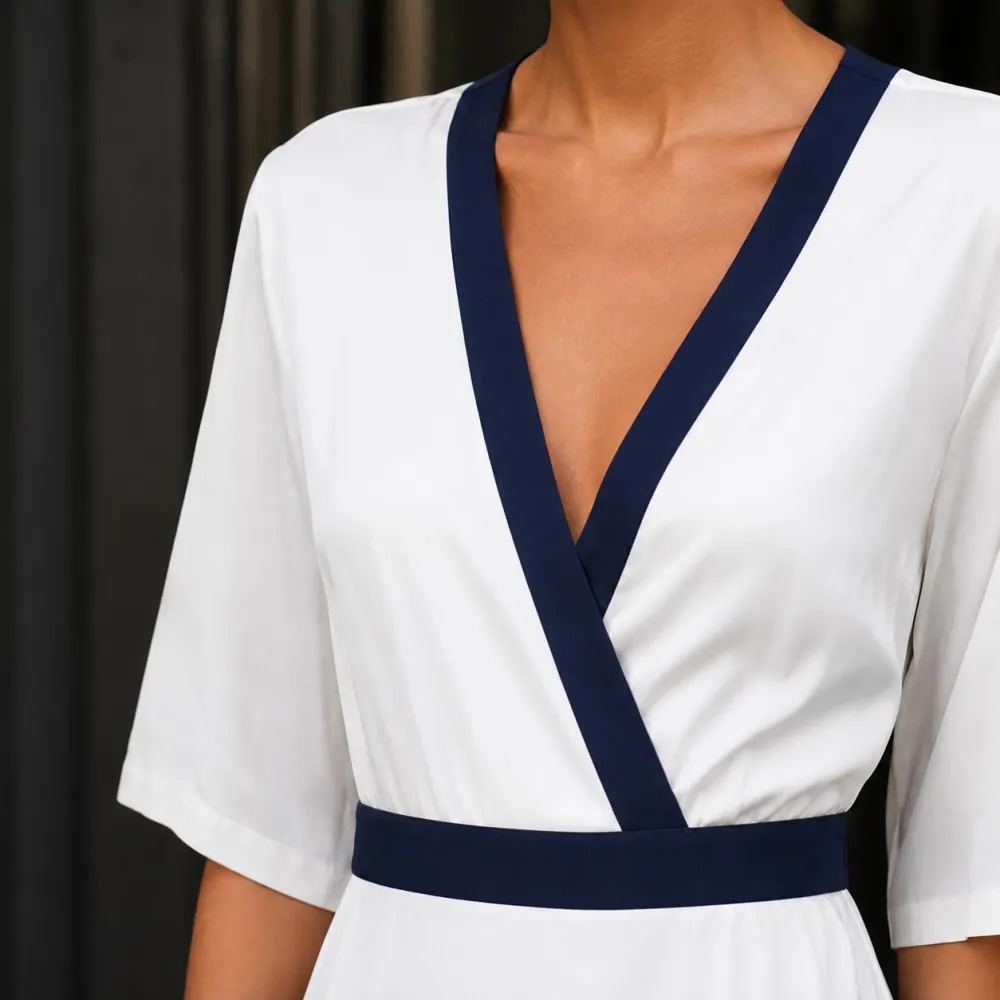 Contrast Wrap Maxi Dress