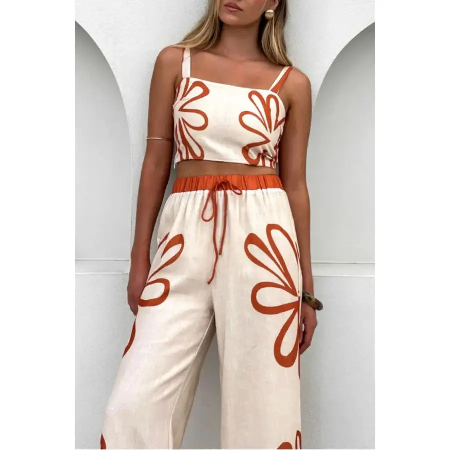 Smocked Square Neck Cami and Pants Set