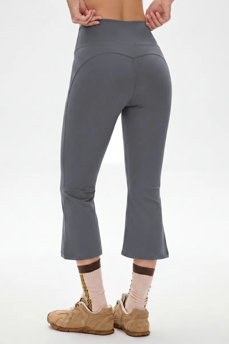 High-Waist Flared Capri Trousers