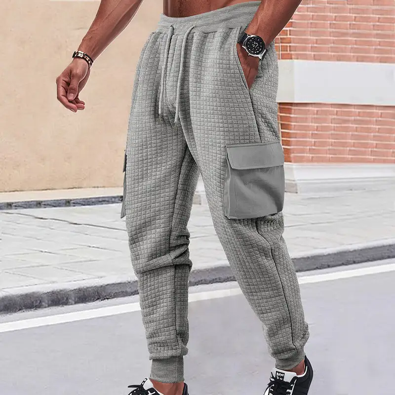 Men's Quilted Cargo Pants Waist Pockets Cargo Pants
