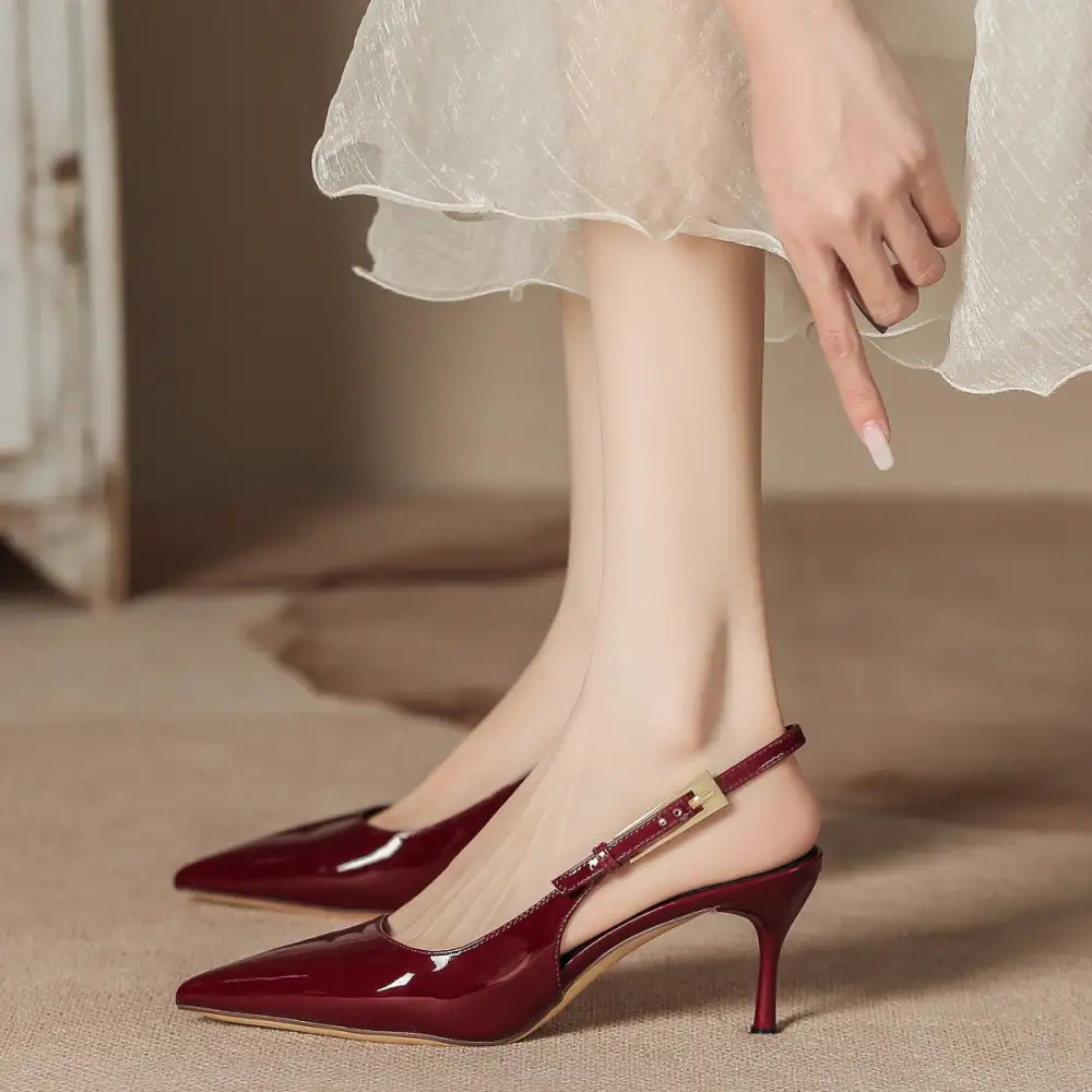 Glossy Finish Stiletto Sandals