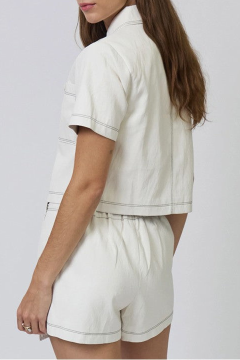 White Vegan Cropped Utility Top