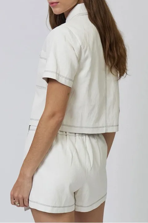 White Vegan Cropped Utility Top