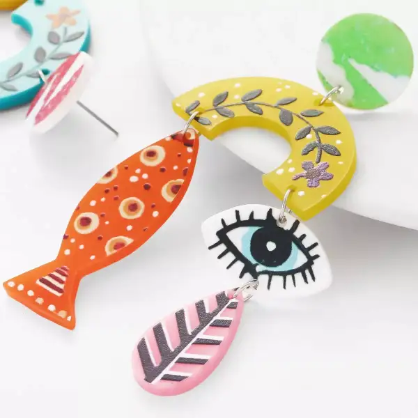Symbol Fish Dangle Earrings