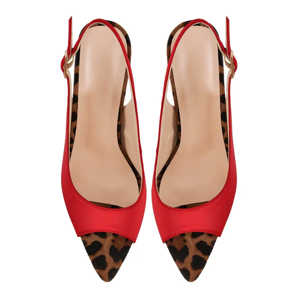 Open Toe Leopard Stiletto Slingback Sandals