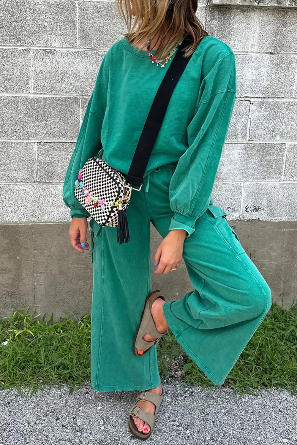 Solid Pullover Soft Pants Lounge Set